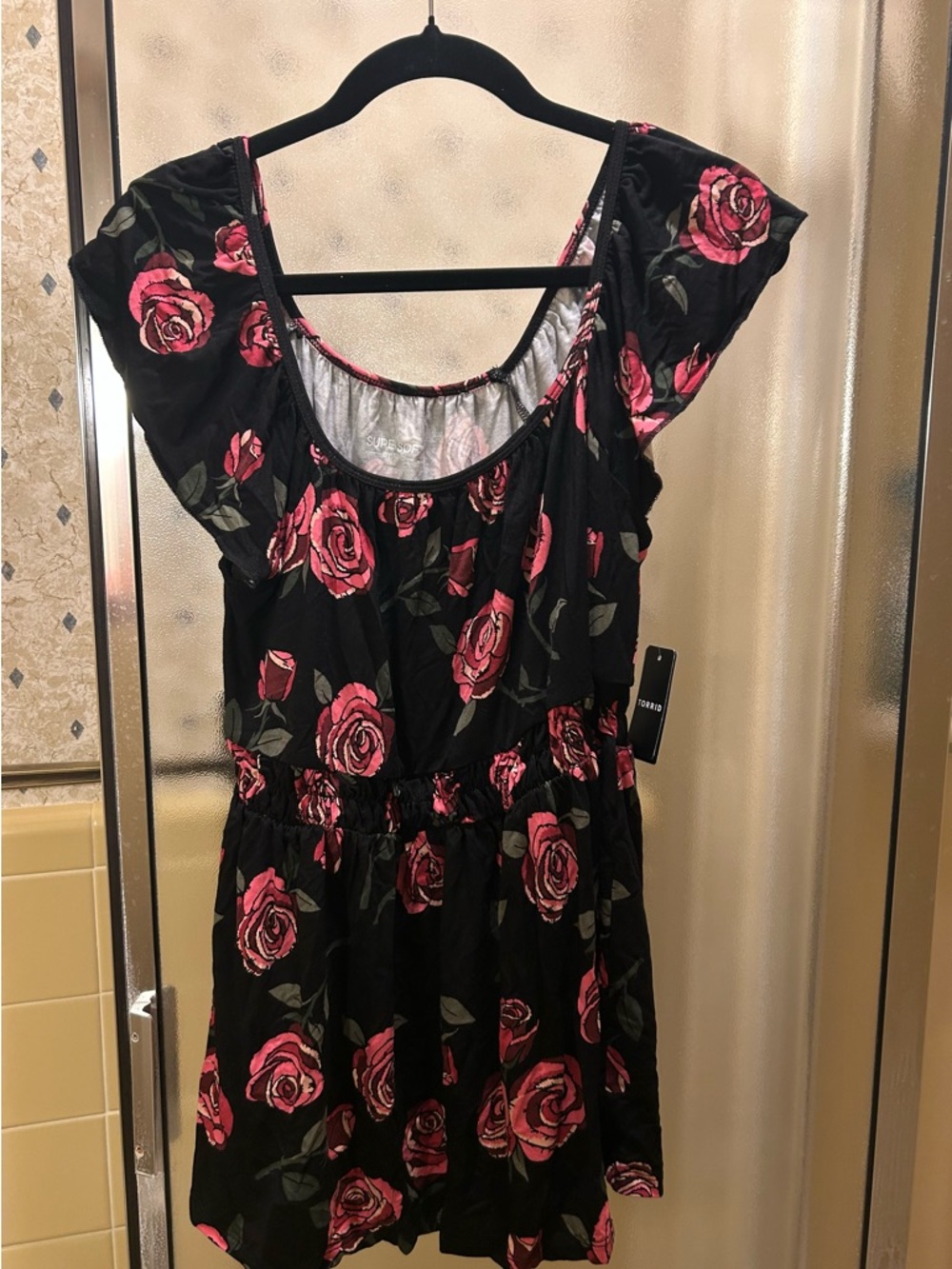 torrid supersoft babydoll top with Pink Rose Print